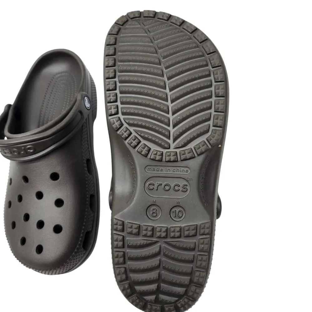 Crocs Unisex Classic Clogs Mens 8 Womens 10 Espresso Croslite Water Shoes Vents